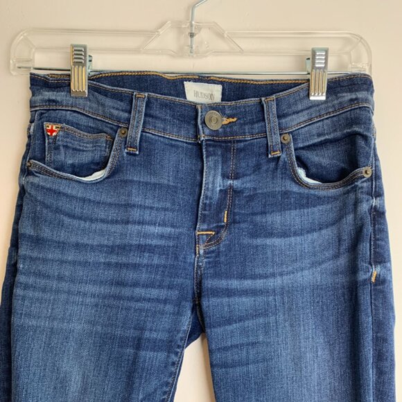 Hudson Medium Wash Distressed Bottom Skinny Jeans - Picture 5 of 10